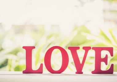 Ahşap masa vintage retro sesi Word Love ahşap metin vintage, 