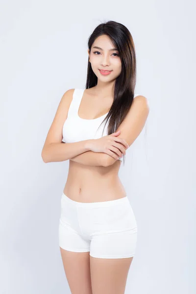 Portre genç asyalı kadın uygun güzel vücut diyet gülümseyen 