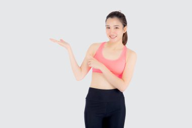 Sati ile spor giyim güzel portre genç asya kadın