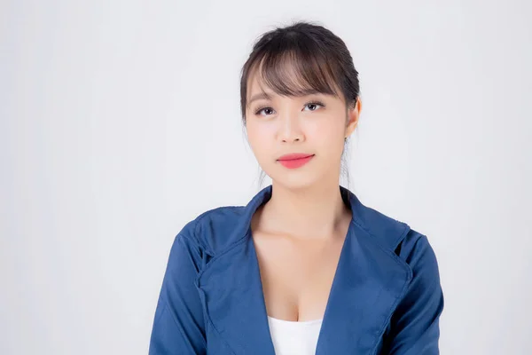 Bela retrato jovem negócio asiático mulher de pé com conf — Fotografia de Stock
