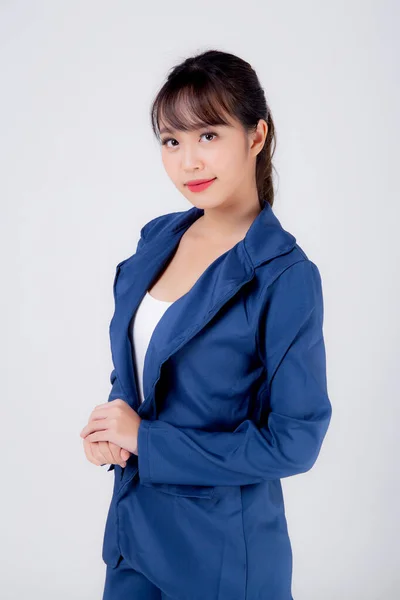 Piękny portret młody biznes Azji kobieta stoi z conf — Zdjęcie stockowe