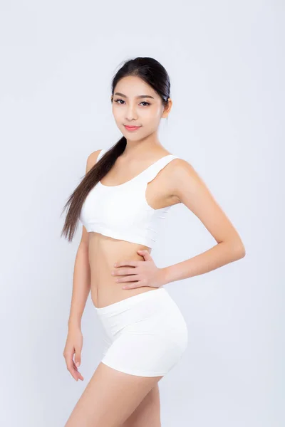 Портрет молодої азіатки, яка посміхається красивою дієтою тіла з поєднанням — стокове фото