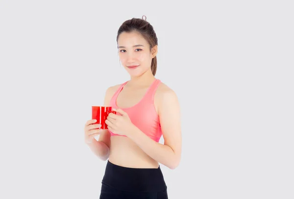 Schöne junge asiatische Frau im Sport nach dem Training trinken wate — Stockfoto