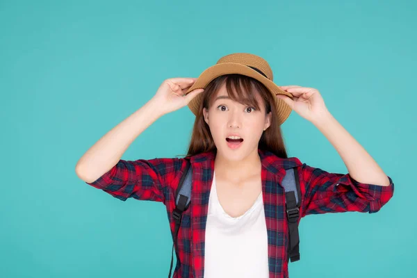 Hermoso retrato joven asiática mujer sonriendo y sorpresa wearin —  Fotos de Stock