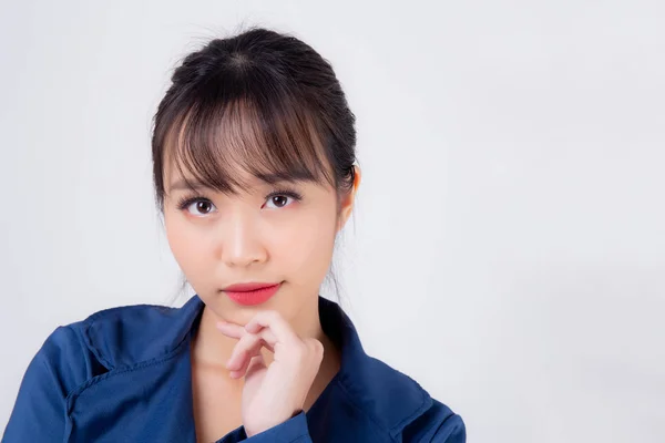 Piękny portret młody biznes Azji kobieta stoi z conf — Zdjęcie stockowe