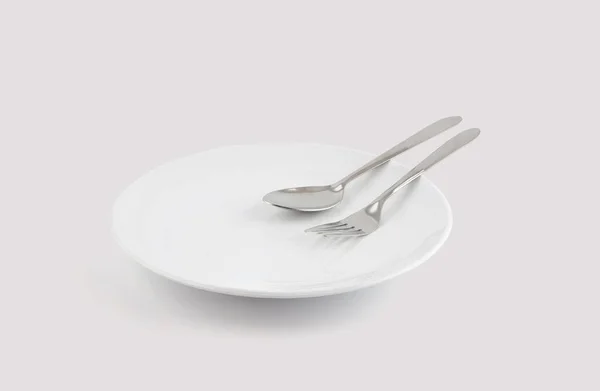 Cuillère Vaisselle Fourchette Isolées Sur Fond Blanc Ustensile Pour Nourriture — Photo