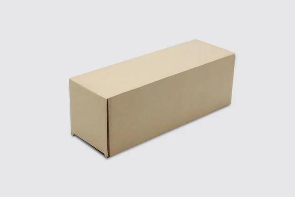 Mockup Closed Brown Paper Box Isolated White Background Package Container — Stock Photo, Image