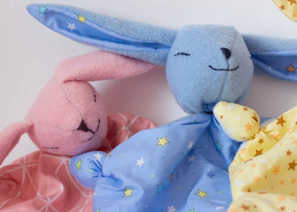 Têxteis Para Itens Bebê Coelhinhos Brinquedos Para Dormir Lençóis Faixa — Fotografia de Stock