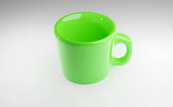 Ilustração Renderização Caneca Café Verde Fundo Cinza — Fotografia de Stock