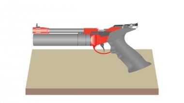 Pnömatik tabanca. Havalı Tabanca. Bir hedefe ateş etmek. Atış poligonundaki hedeflere ateş etmek. Hedef Atış Hava Tabancası