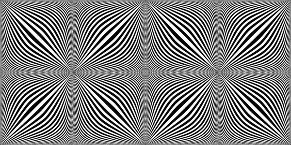 光学展開錯視 モーション イリュージョン うねり ハーフトーンの乳効果光錯視 モノクロームの動きの幻想 球面ボリューム 黒と白の幾何学的抽象的な背景の光の錯覚を持つチェックシームレスなパターン — ストックベクタ