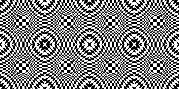 Sfondo Ipnotico Animato Illusione Psichedelica Ottica Contrastante Motivo Quadri Senza — Vettoriale Stock