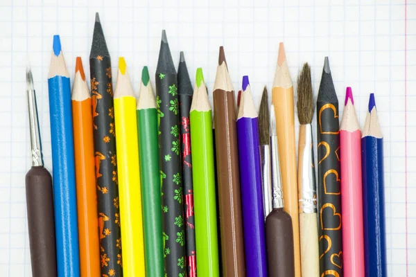 Beyaz arka planda izole edilmiş profesyonel renkli kalemler