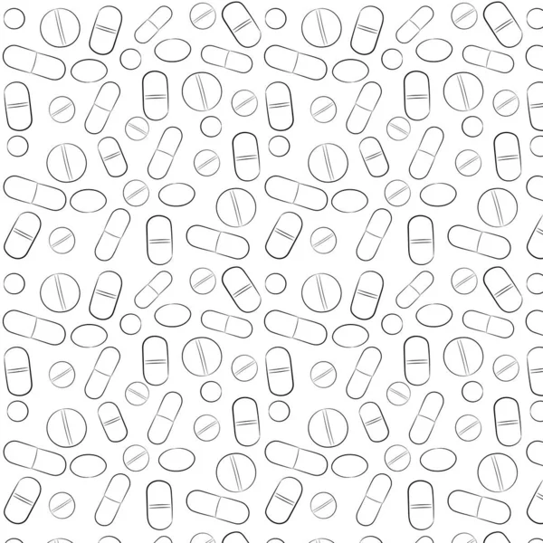 Patrón Pastillas Sobre Fondo Blanco Tabletas Ilustración Vectorial Ilustración General — Vector de stock