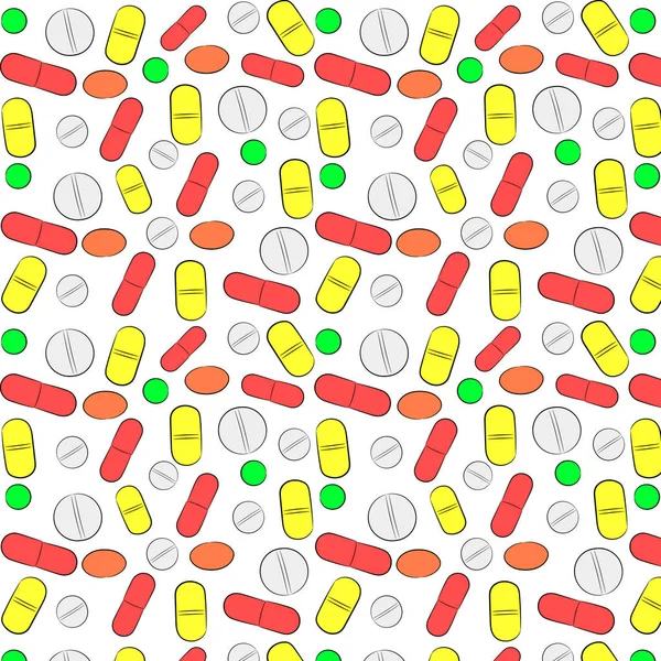 Beyaz arka plandaki hap deseni. Tablet. Vektör illüstrasyon. Stok illüstrasyon.