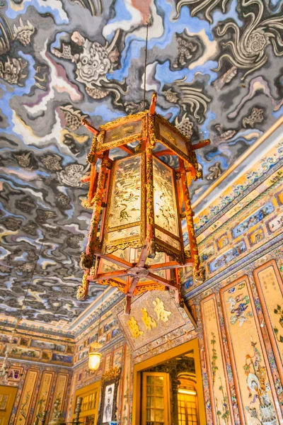 Hue Vietnam Lantern Ceiling Light Thien Dinh Palace Khai Dinh — Stock Photo, Image