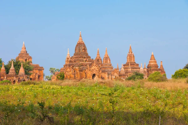 Tusen Gamla Buddhistiska Tempel Komplex Old Bagan Arkeologiska Zon Myanmar — Stockfoto
