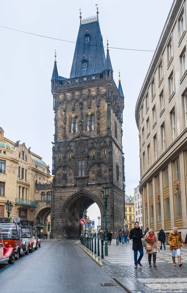 Praga Republika Czeska Lutego 2019 Brama Prochowa Który Wcześniej Służył — Zdjęcie stockowe