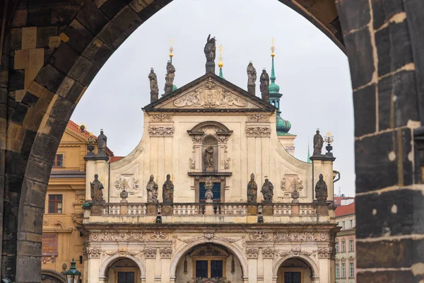 Prague Czech Republic Top Church Holy Saviour Seen Trough Arch — Stock Photo, Image