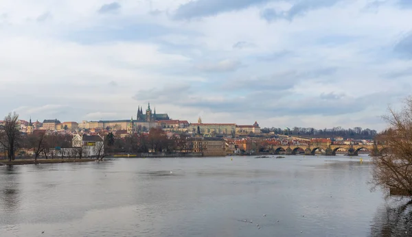 Prague République Tchèque Janvier 2019 Vue Sur Rivière Vltava Vieille — Photo