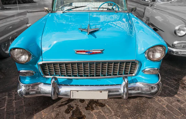 Havana Cuba Oktober 2016 Voorzijde Van Blauwe Vintage Klassieke Amerikaanse — Stockfoto