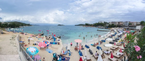 Nádherné Panorama Velké Pláže Ksamil Albánie — Stock fotografie