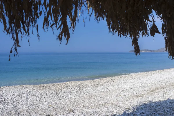 Соломенный Навес Пляже Борш Албания — стоковое фото
