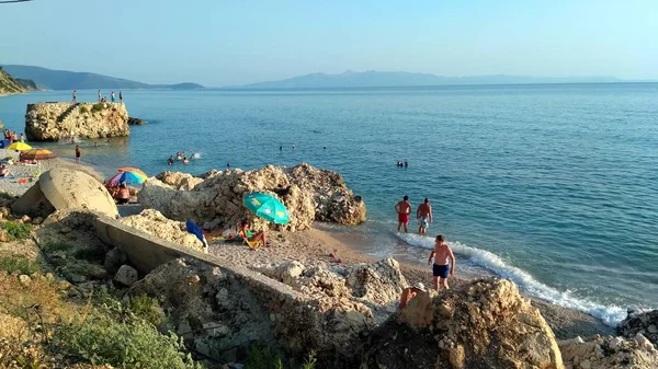 Plaża Kamienista Borsh Albania — Zdjęcie stockowe