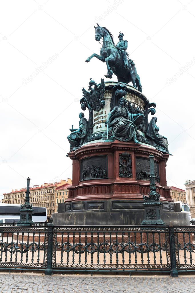 Monument to Nicholas I on St. Isaac's Square at St.Petersburg, Russia.