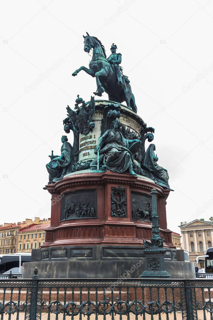 Monument to Nicholas I on St. Isaac's Square at St.Petersburg, Russia.