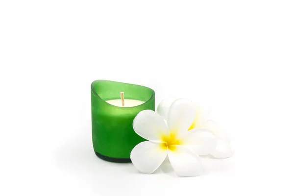 Beautiful Candle Spa White Background — Stock Photo, Image