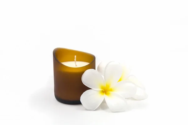 Beautiful Candle Spa White Background — Stock Photo, Image