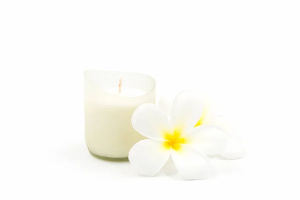 Beautiful Candle Spa White Background — Stock Photo, Image