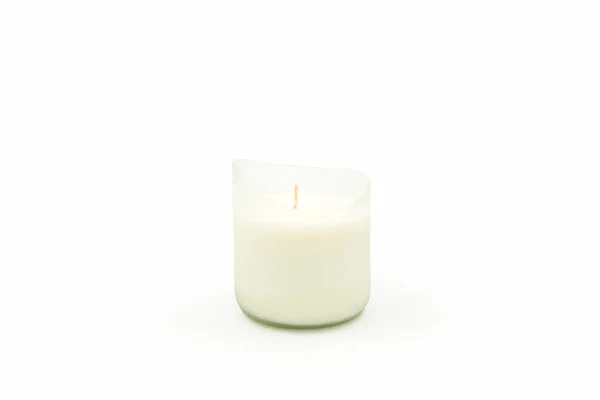 stock image Beautiful candle for spa on white background.