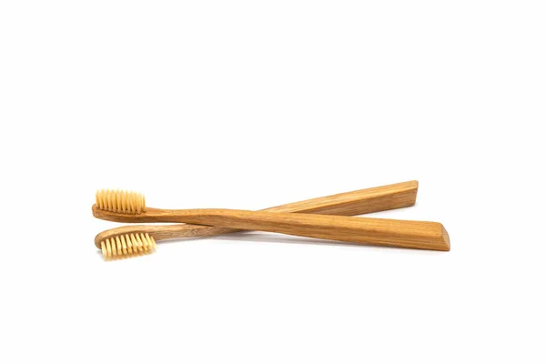 Close Bamboo Toothbrush White Background — Stock Photo, Image