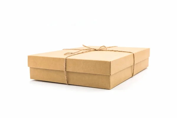 Brown Paper Box Tied String White Background — Stock Photo, Image