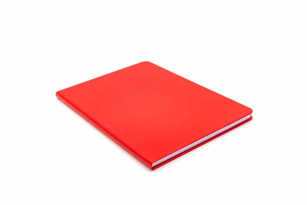 Red leather notebook isolated on white background. — Stock Photo, Image