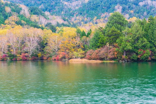 Pemandangan danau Yunoko di musim gugur di Taman Nasional Nikko, Nik — Stok Foto