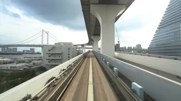 Tokyo Japan Oktober 2018 Tokyo Monorail Yurikamome Line Ein Automatisierter — Stockvideo