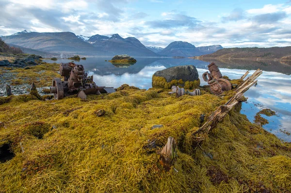 Jesienny Krajobraz Wybrzeże Morza Norweskiego Tromso — Zdjęcie stockowe