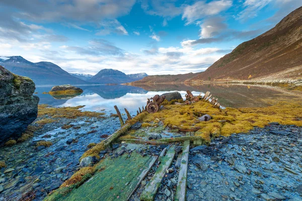 Paisagem Outono Costa Mar Noruega Tromso Fotografia De Stock