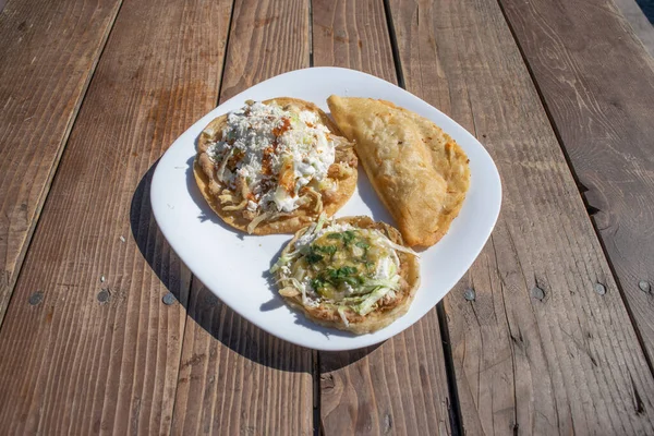 Variedad Comida Mexicana Como Sope Tacos Quesadilla — Foto de Stock