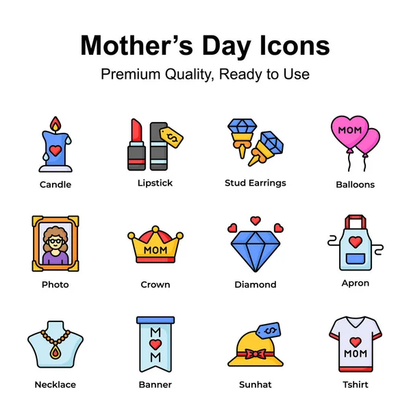 Echa Vistazo Este Increíble Día Las Madres Iconos Establecidos Estilo — Archivo Imágenes Vectoriales