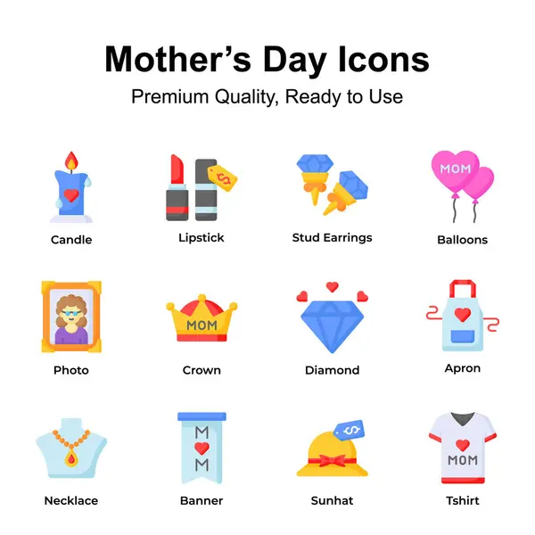 Echa Vistazo Este Increíble Día Las Madres Iconos Establecidos Estilo — Archivo Imágenes Vectoriales