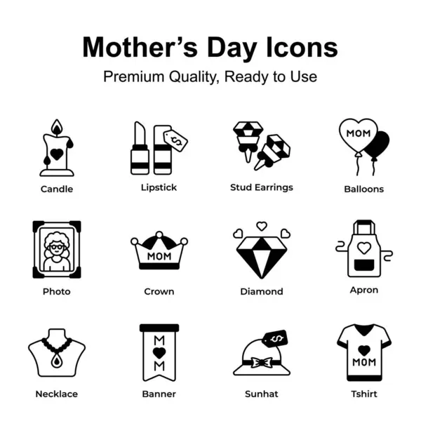 Echa Vistazo Este Increíble Día Las Madres Iconos Establecidos Estilo — Archivo Imágenes Vectoriales