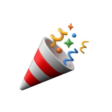 Etkinlikler için konfeti patlaması ile iyi tasarlanmış 3D parti patlatıcı.