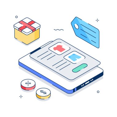 Alışveriş teklifinin şu inanılmaz izometrik illüstrasyonuna bir bakın.