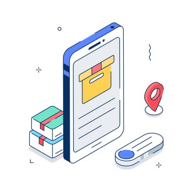 Modern çevrimiçi dağıtım izleme uygulaması izometrik çizim