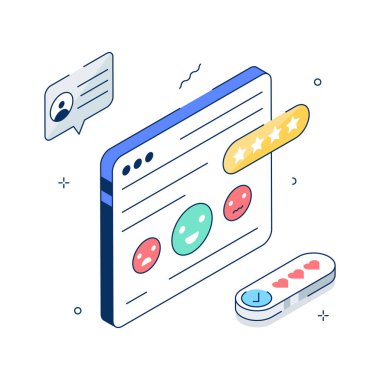 Çevrimiçi müşteri geribildirim arayüzü pozitif ve negatif reytinglerle