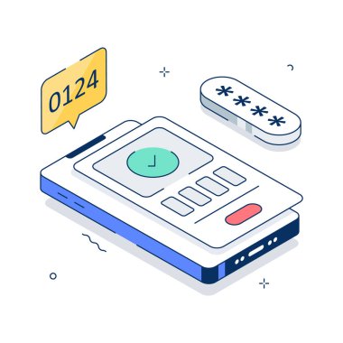 Doğrulama kodu ile güvenli mobil kimlik doğrulama sürecinin şaşırtıcı illüstrasyonu